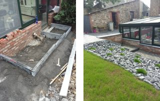 travaux de pavage extérieur