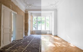 Vue avant/après de la rénovation d'une pièce